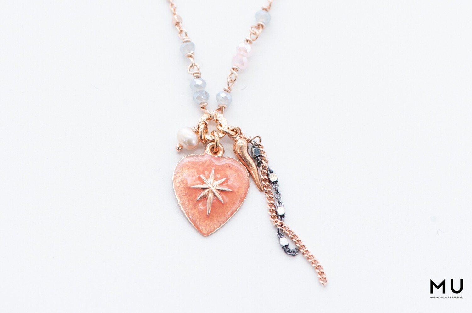 Collana Cuore stella polare pesca
