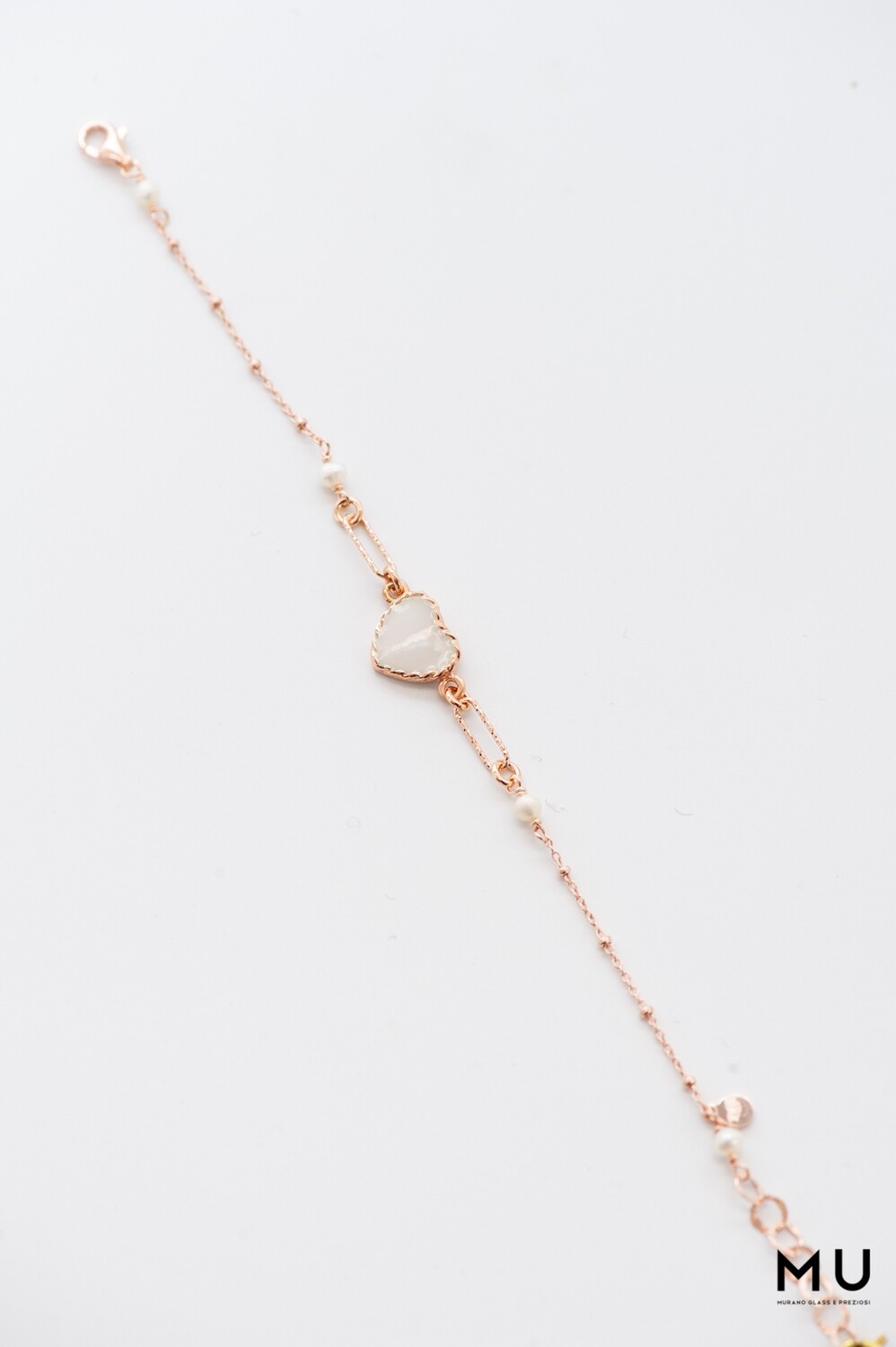 Bracciale Sacramore cuore smalto bianco