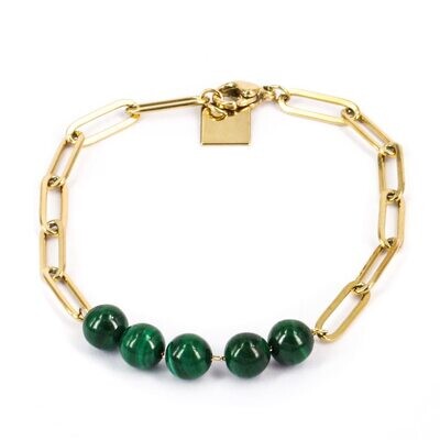 Bracciale 5 perle malachite