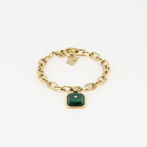 Bracciale charms quadrato malachite