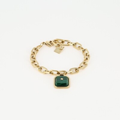 Bracciale charms quadrato malachite