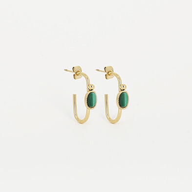 orecchino rettangolo e ovale malachite