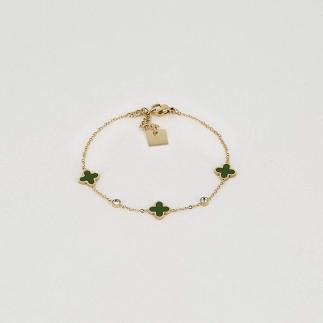 Bracciale fiori smalto verde