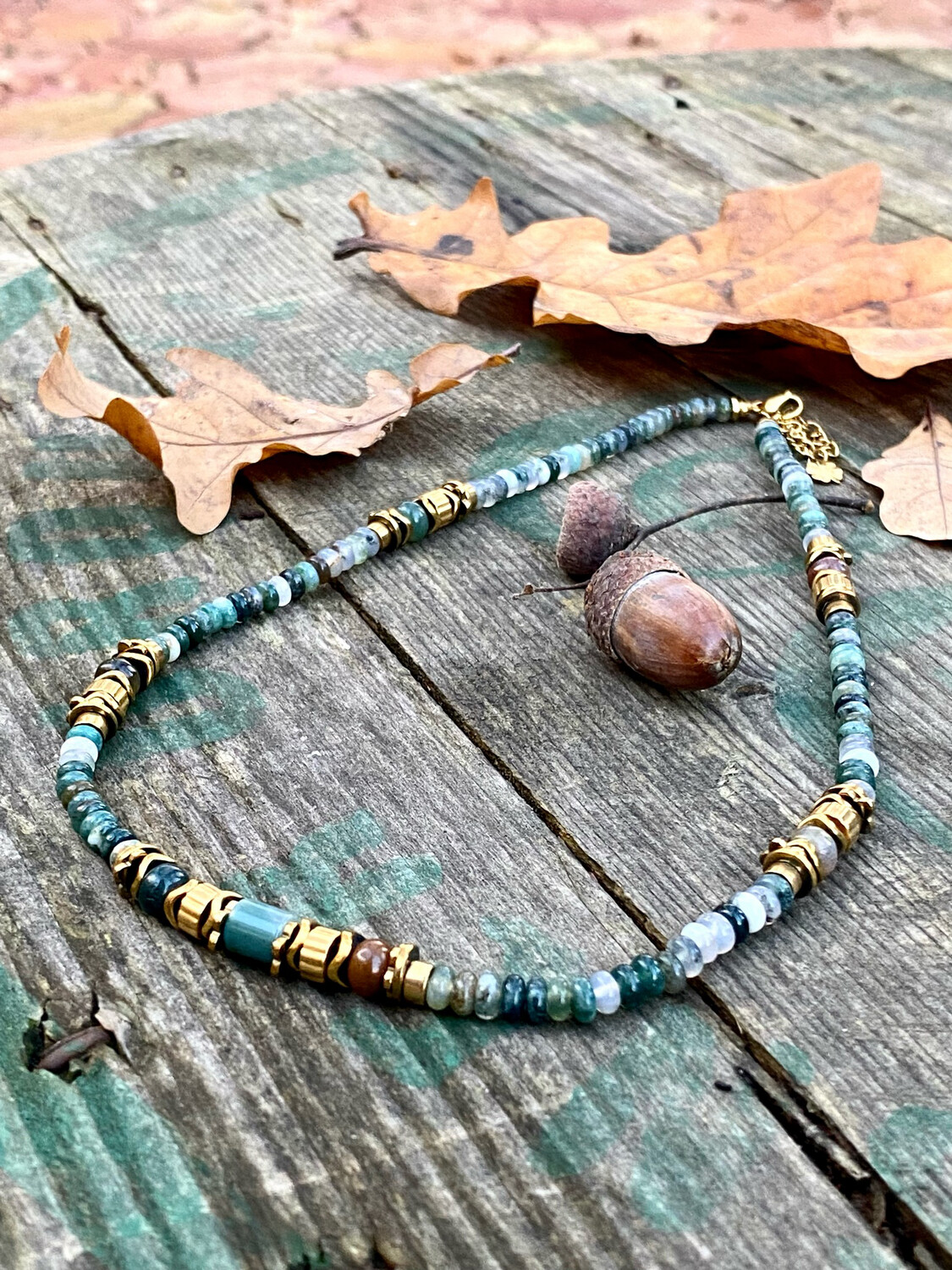 Collana e bracciale Agata muschiata 