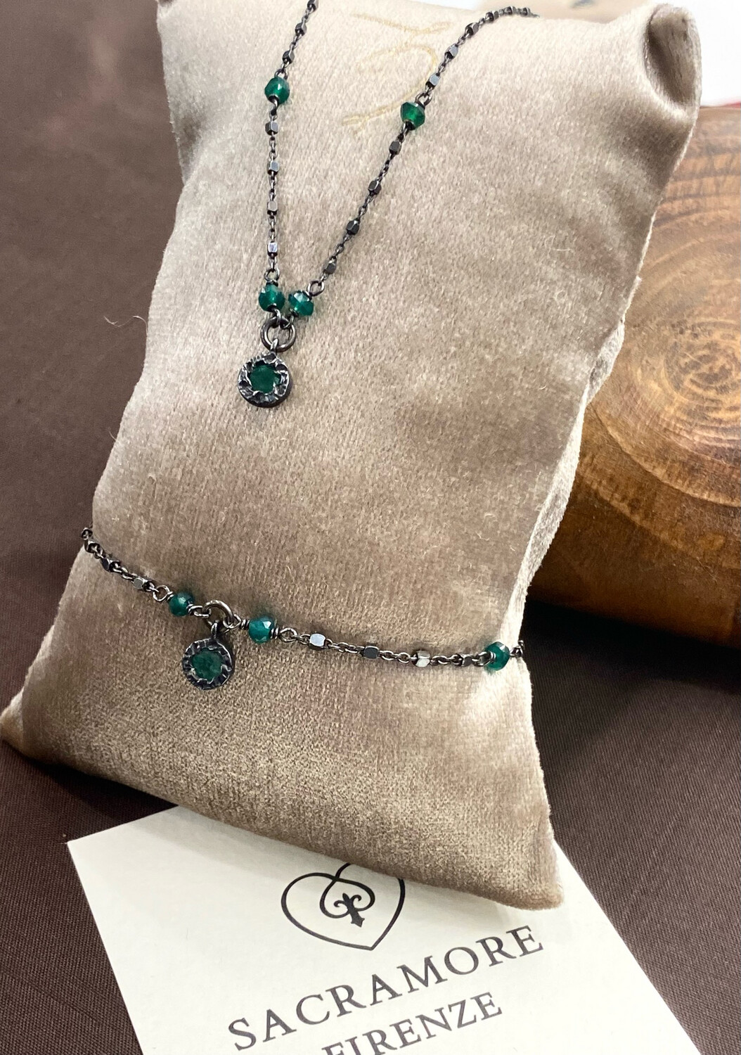 Bracciale e collana smeraldo