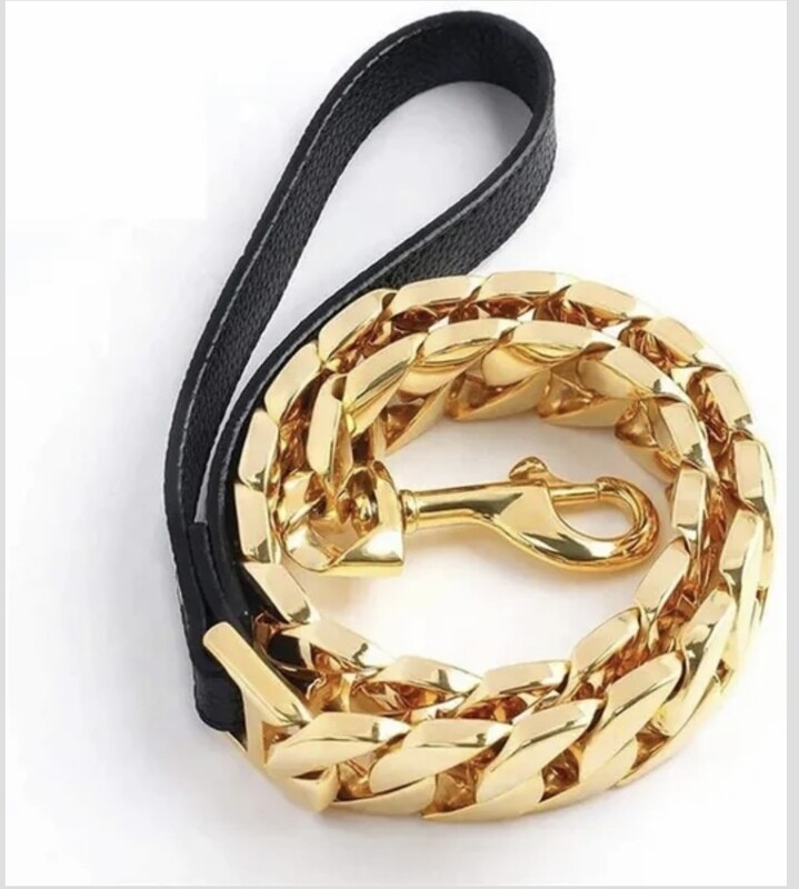 Gold Cuban Link Leash