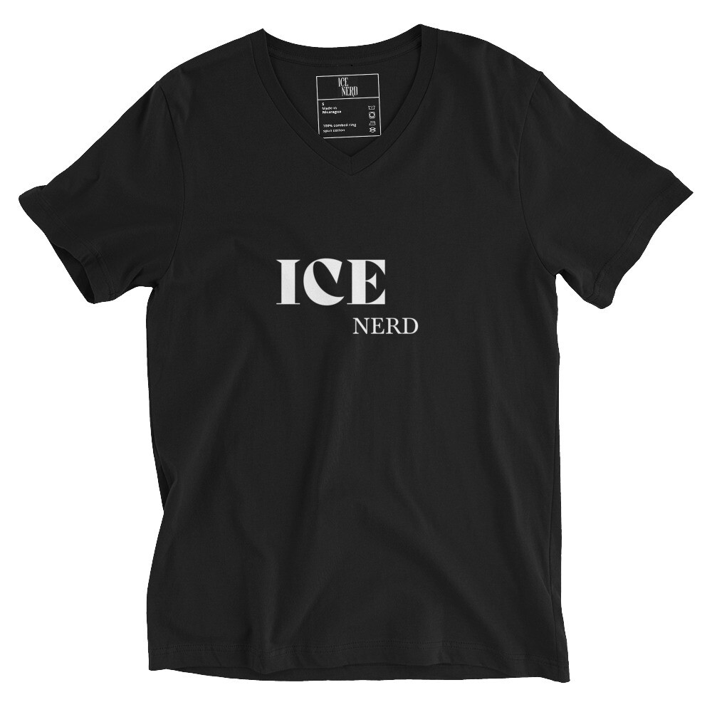 Ice Nerd - Unisex Short Sleeve V-Neck T-Shirt, Size: S