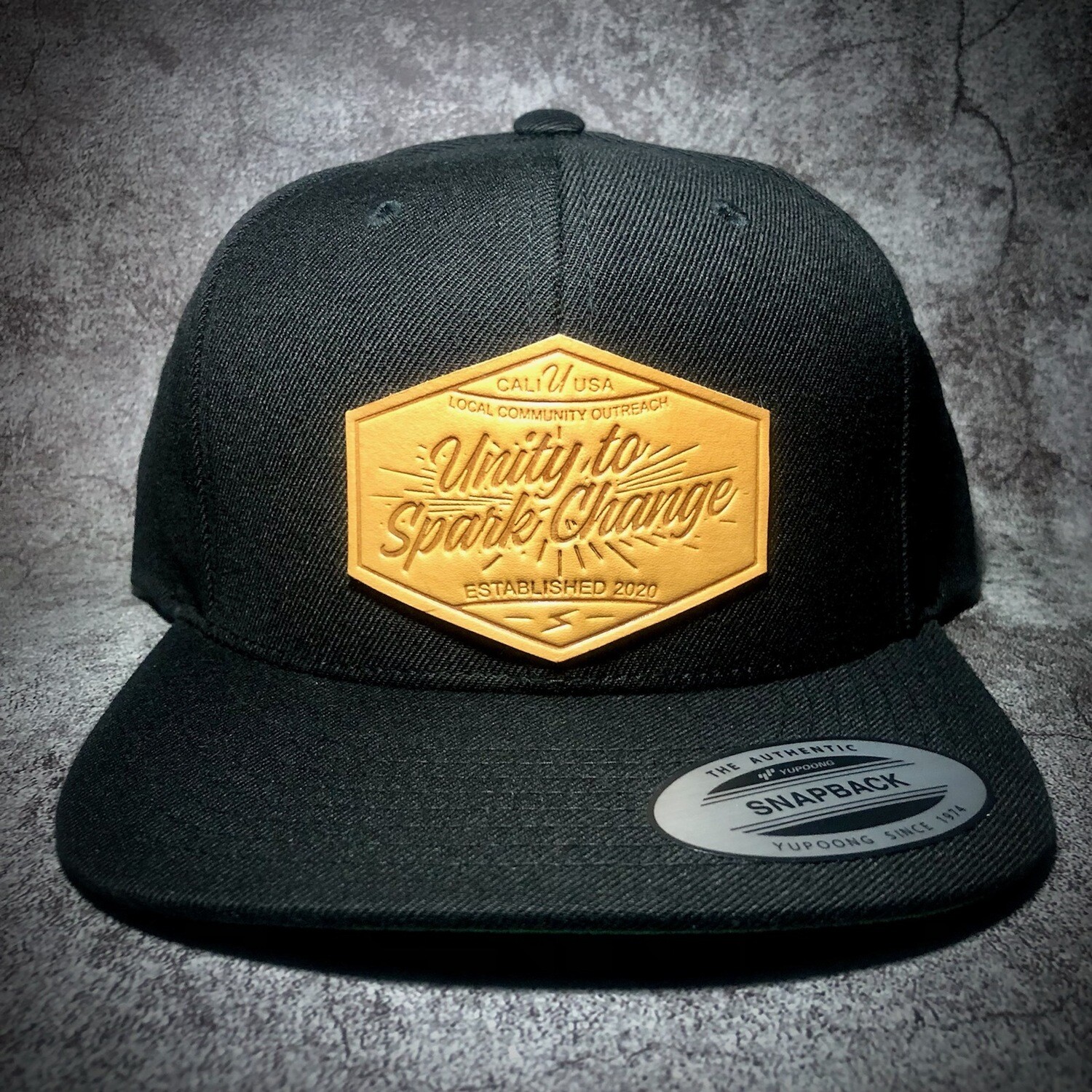 Black, Classic Snap Back. All tan customer leather patch