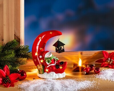 Weihnachts-Shop - LED-Mondsichel mit Schnee-Weihnachtsmann Weihnachts-Shop - LED-Mondsichel mit Schnee-Weihnachtsmann