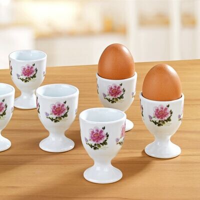 Küche und Kochen - Hochwertige Porzellan Eierbecher mit Blumenmotiv 6 Stück Küche und Kochen - Hochwertige Porzellan Eierbecher mit Blumenmotiv 6 Stück