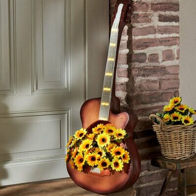 Gartendeko - Pflanztopf Solar-LED Gitarre