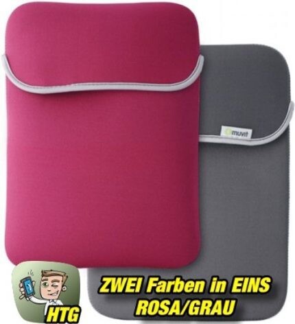 Schutztasche - Muvit Reversible Neopren Sleeve für Tablets bis 10,2 Zoll - Rosa-Grau