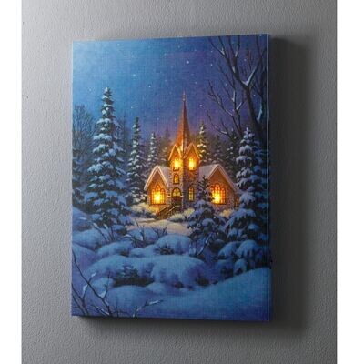 LED-Bild Dorfkirche Weihnachten - 40 x 30 x 1,5 cm LED-Bild Dorfkirche Weihnachten - 40 x 30 x 1,5 cm
