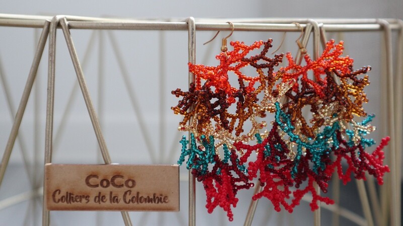 Boucles d'oreille corail