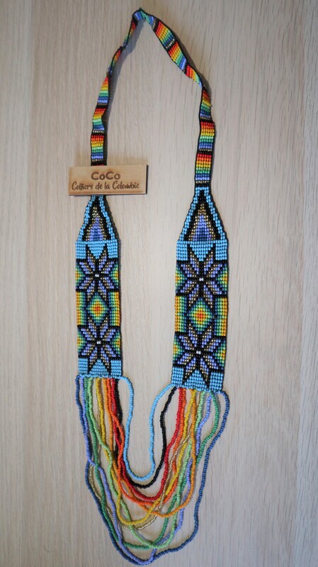 Collier fleurs étoiles