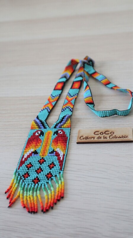 Collier perroquets bleu clair