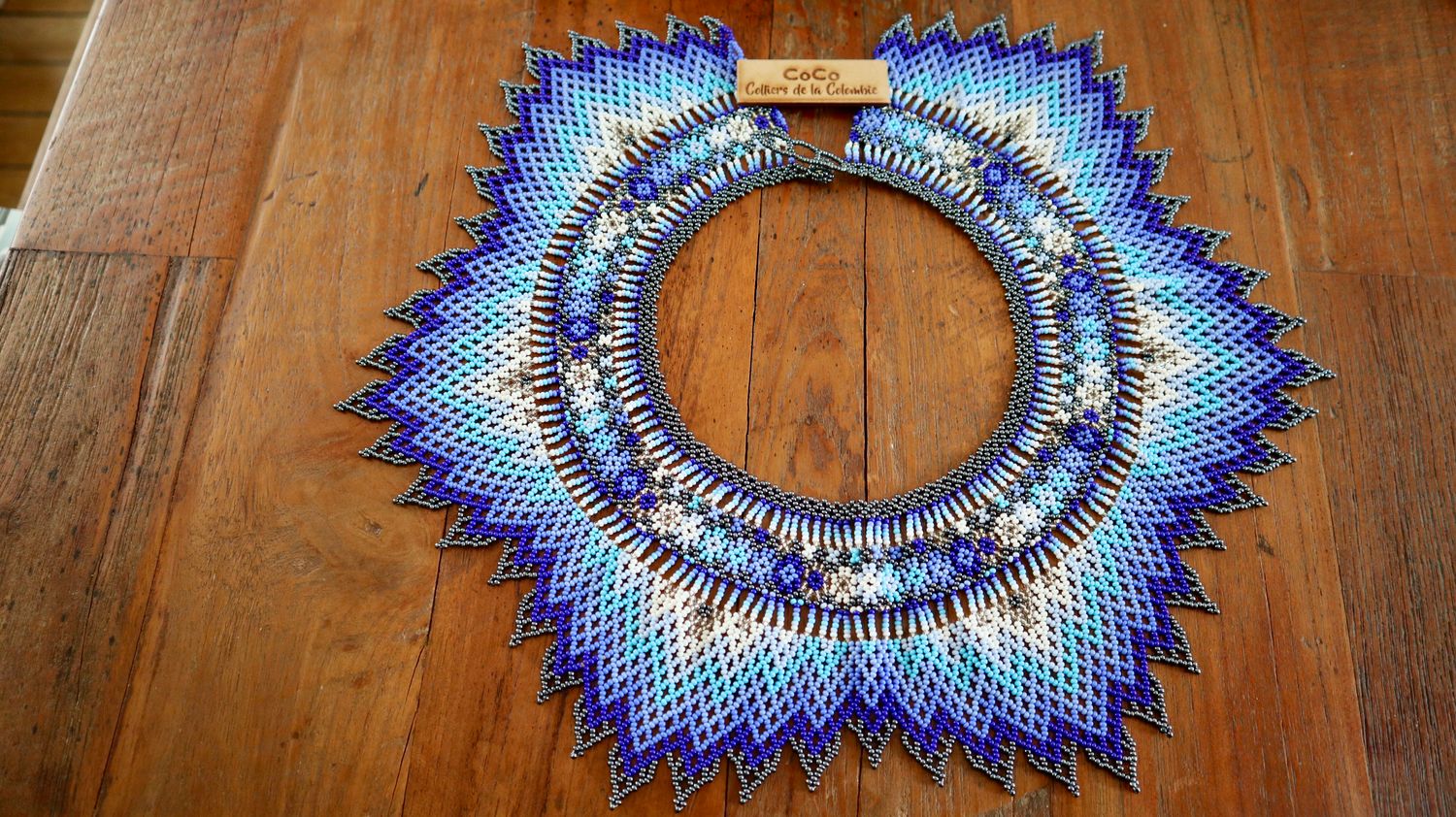 Maxi Collier Couronne Bleu