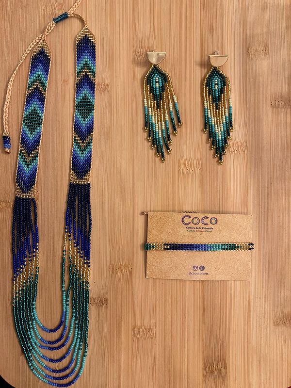 Parure de Noël bleu doré