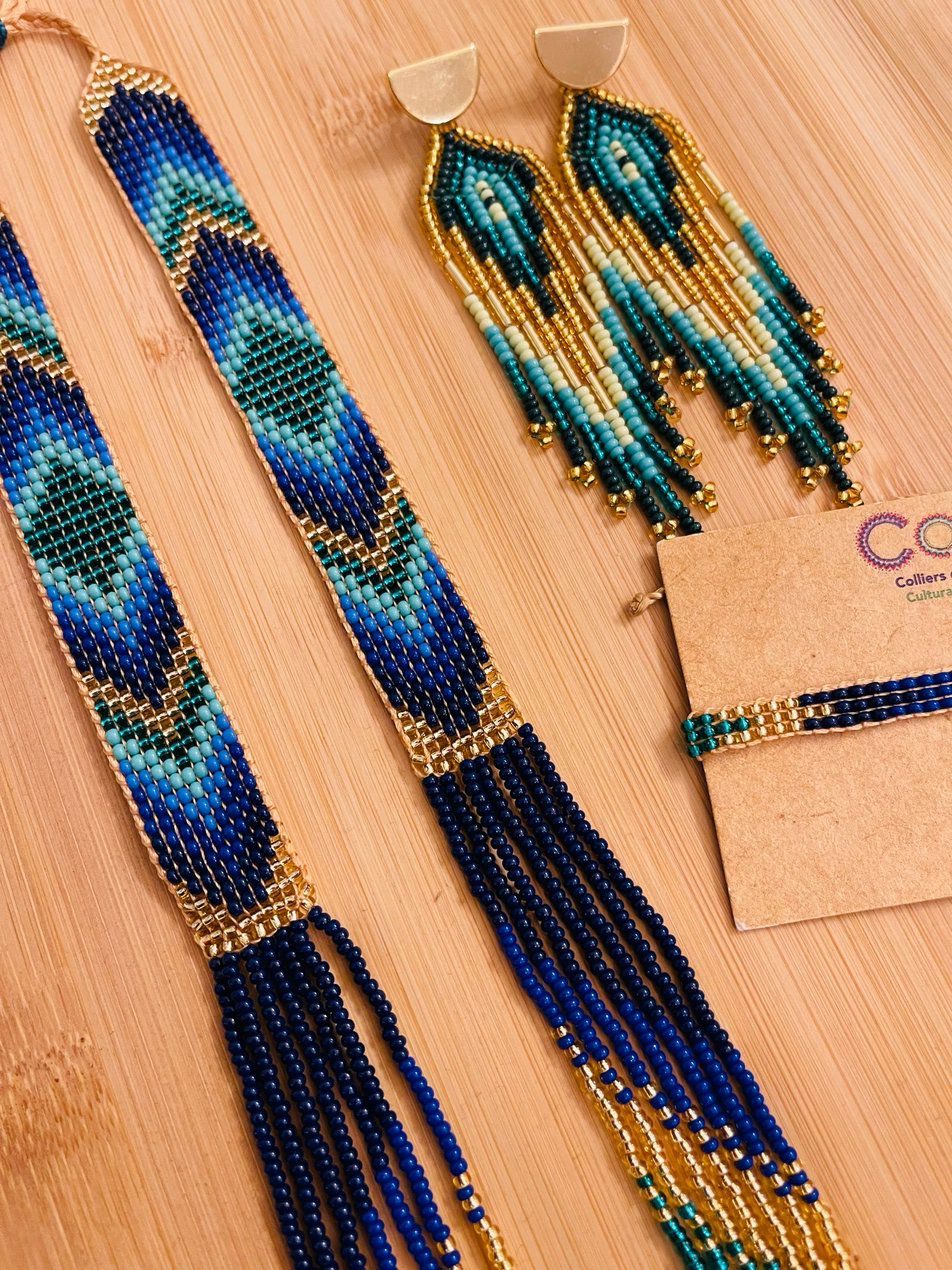 Parure de Noël bleu doré