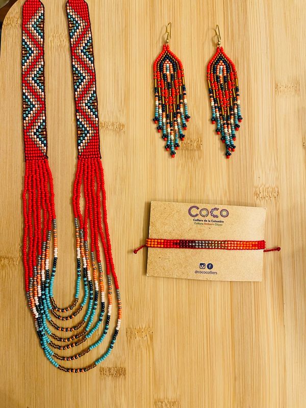 Parure de Noël rouge doré