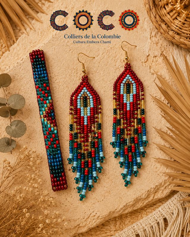 Parure Embera « Rouge Jaguar »