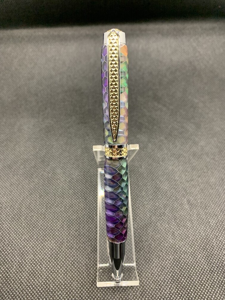 Honeycomb Gold and Chrome Twist Pen - Tie Dye Honeycomb