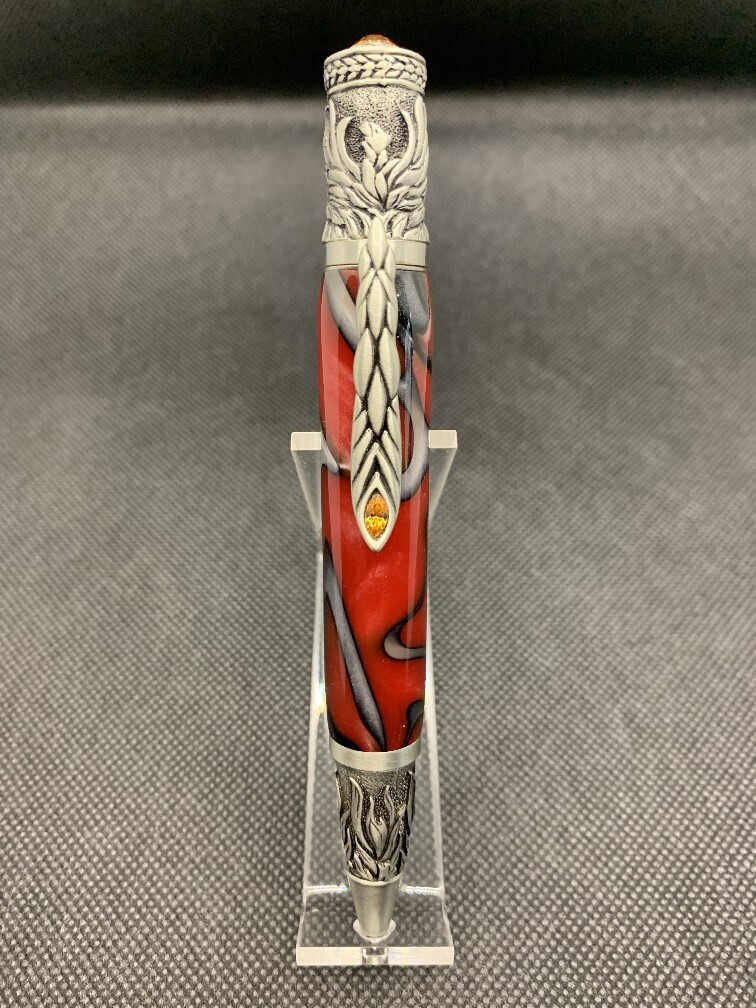 Phoenix Rising Pen in Antique Pewter and Fire &amp; Ice