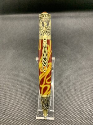 Phoenix Rising Pen in Antique Brass and Burning Desire