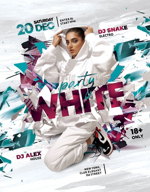 White Party flyer PSD template