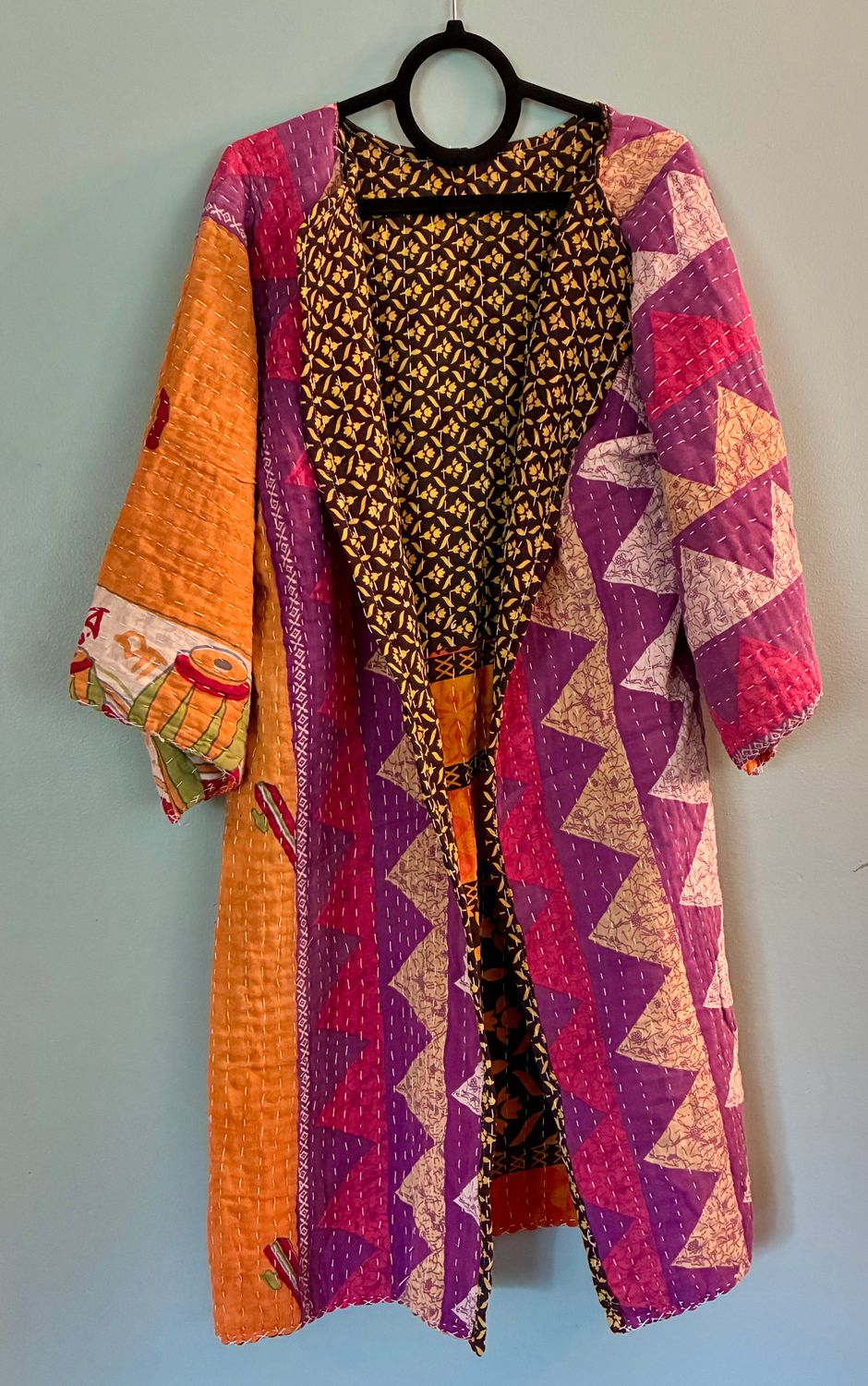 Duster Jacket of Upcycled Saris, reversible