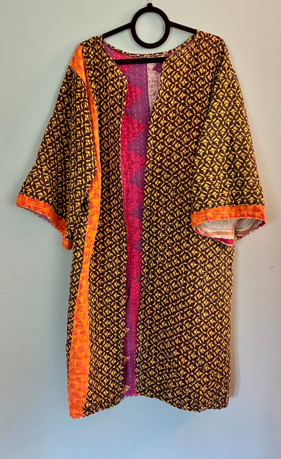 Duster Jacket of Upcycled Saris, reversible