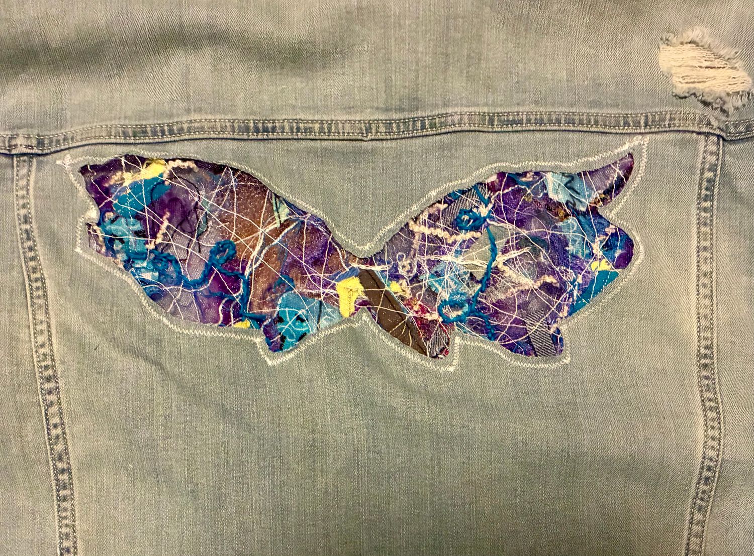 3x Jeans Jacket with Purple Free-Motion Panels