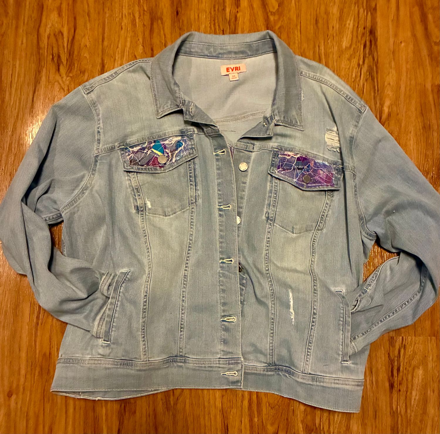 3x Jeans Jacket with Purple Free-Motion Panels