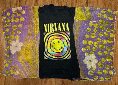 Nirvana T-Shirt with Kantha Sleeves, Large