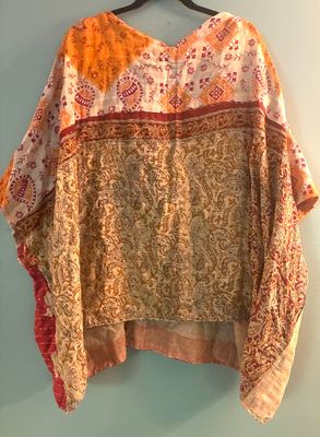 Upcycled Kantha Poncho, M-XXX, reversible