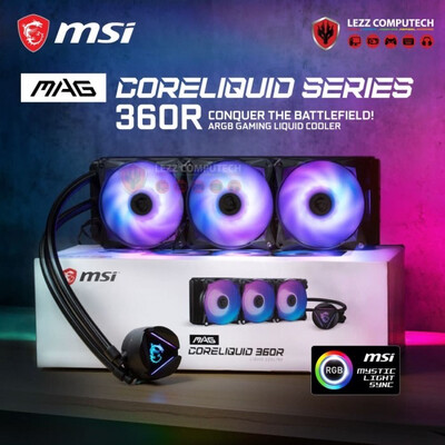 CPU MSI MAG CORE LIQUID 360R Liquid Cooling AIO RGB CPU 360mm Radiator Triple 120mm RGB PWM Fans