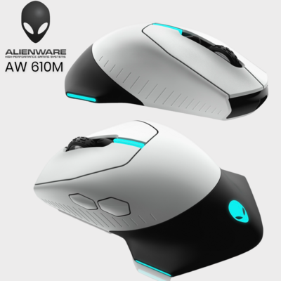 Alienware Wired/Wireless Gaming Mouse AW610M 16000 DPI Optical Sensor 350 Hour  7 Buttons  3 ZONE Alienfx RGB Lighting