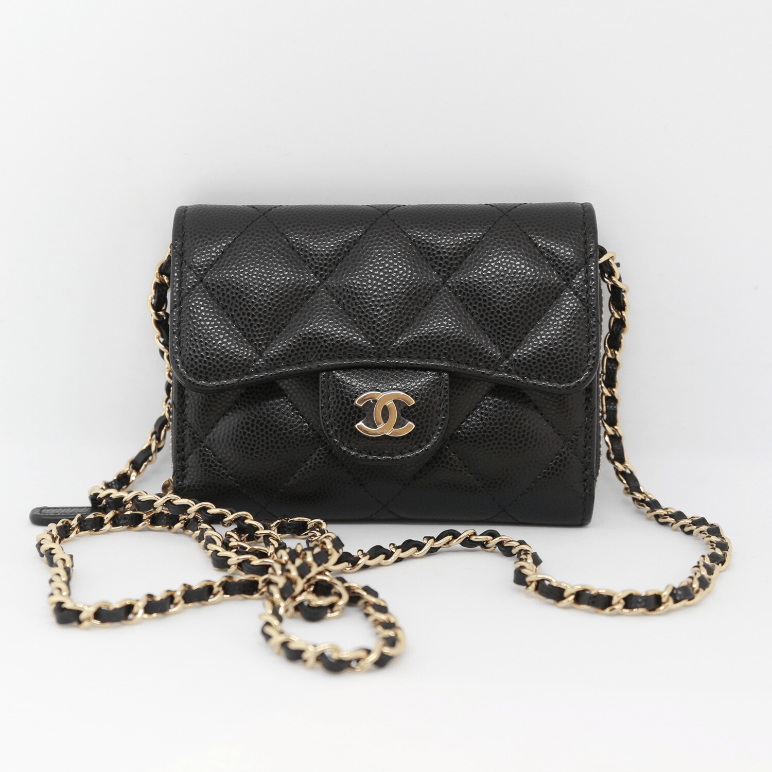 Chanel Blue Caviar Quilted Classic Wallet On Chain WOC