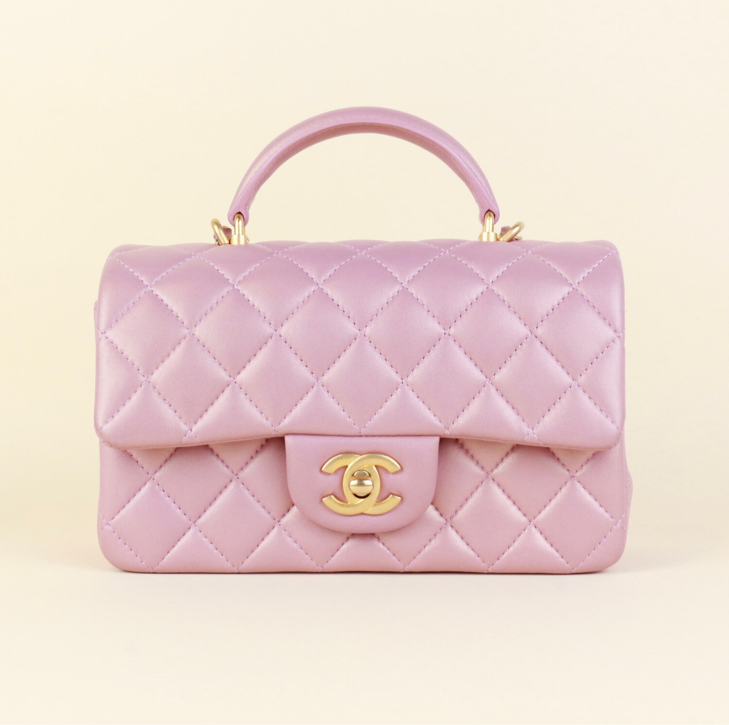 ​Chanel Mini Rectangular Top Handle Iridescent Pink