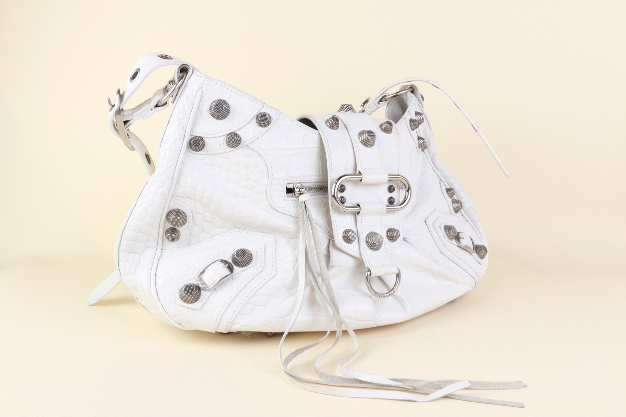 ​Balenciaga Le Cagole White Embossed Leather