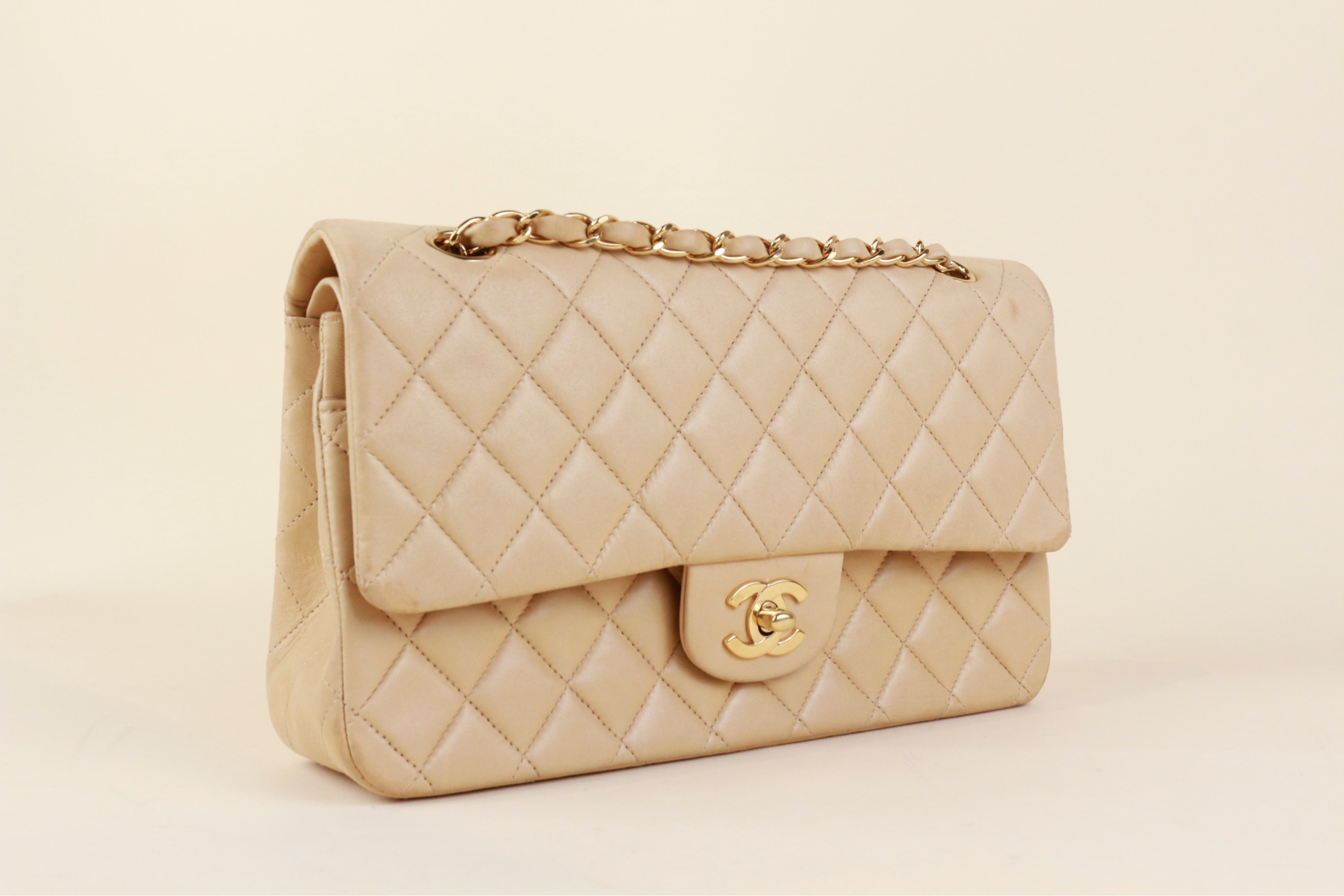 Chanel Classic Medium Beige Lambskin