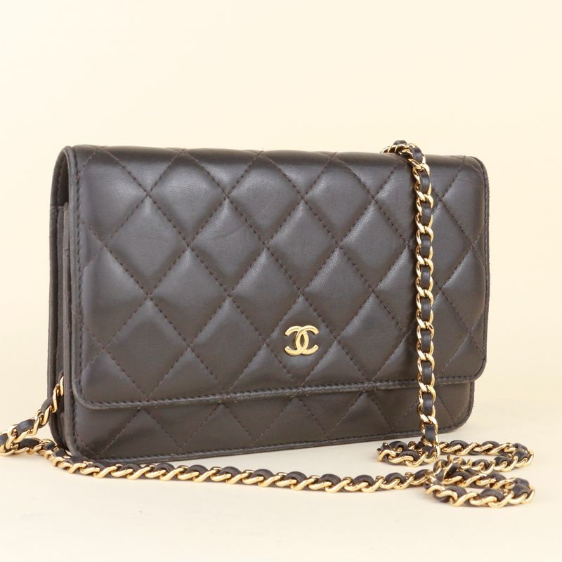 Chanel wallet on chain lambskin grey