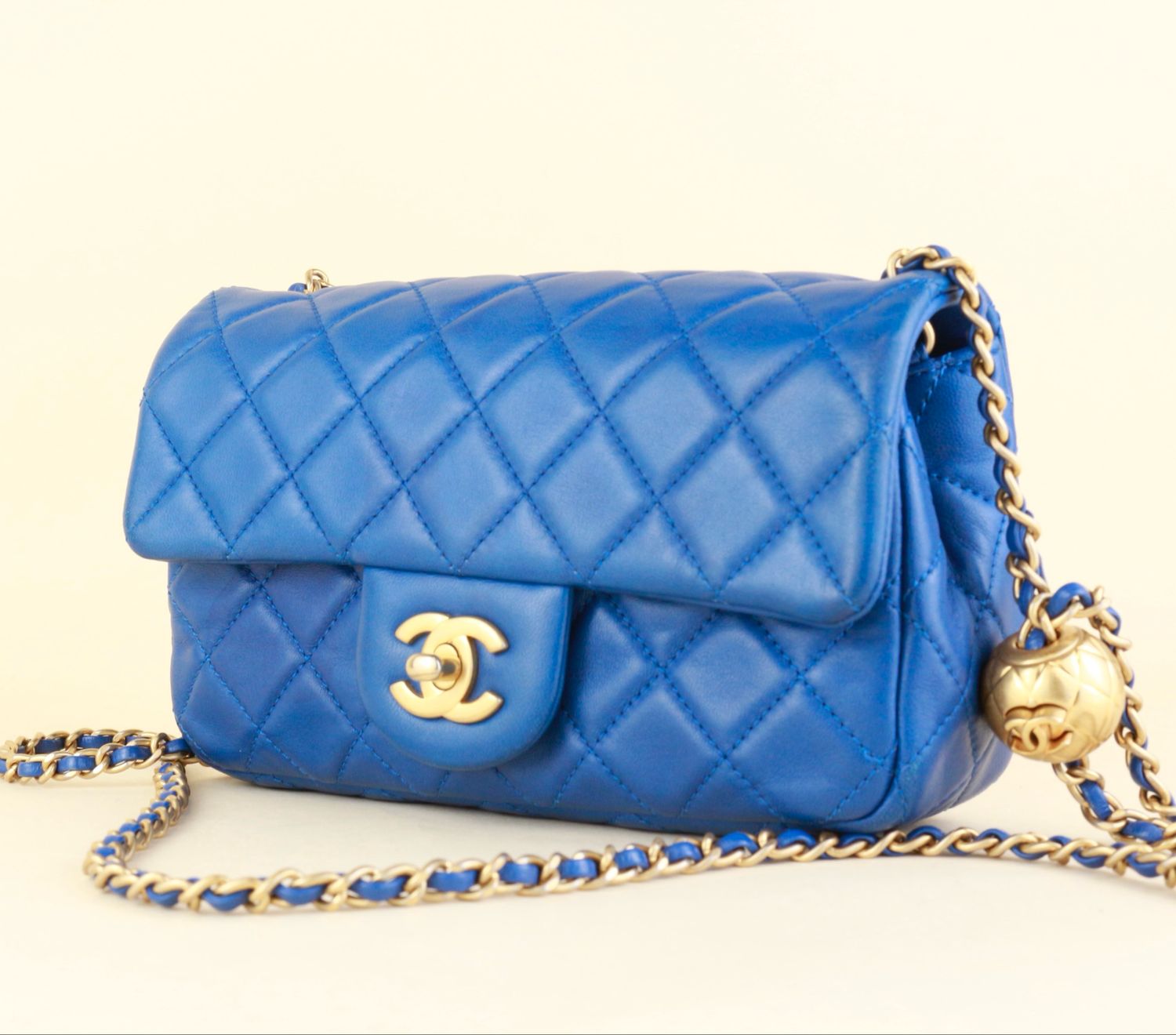 ​Chanel Mini Rectangular Crush ball chain with gold hardware