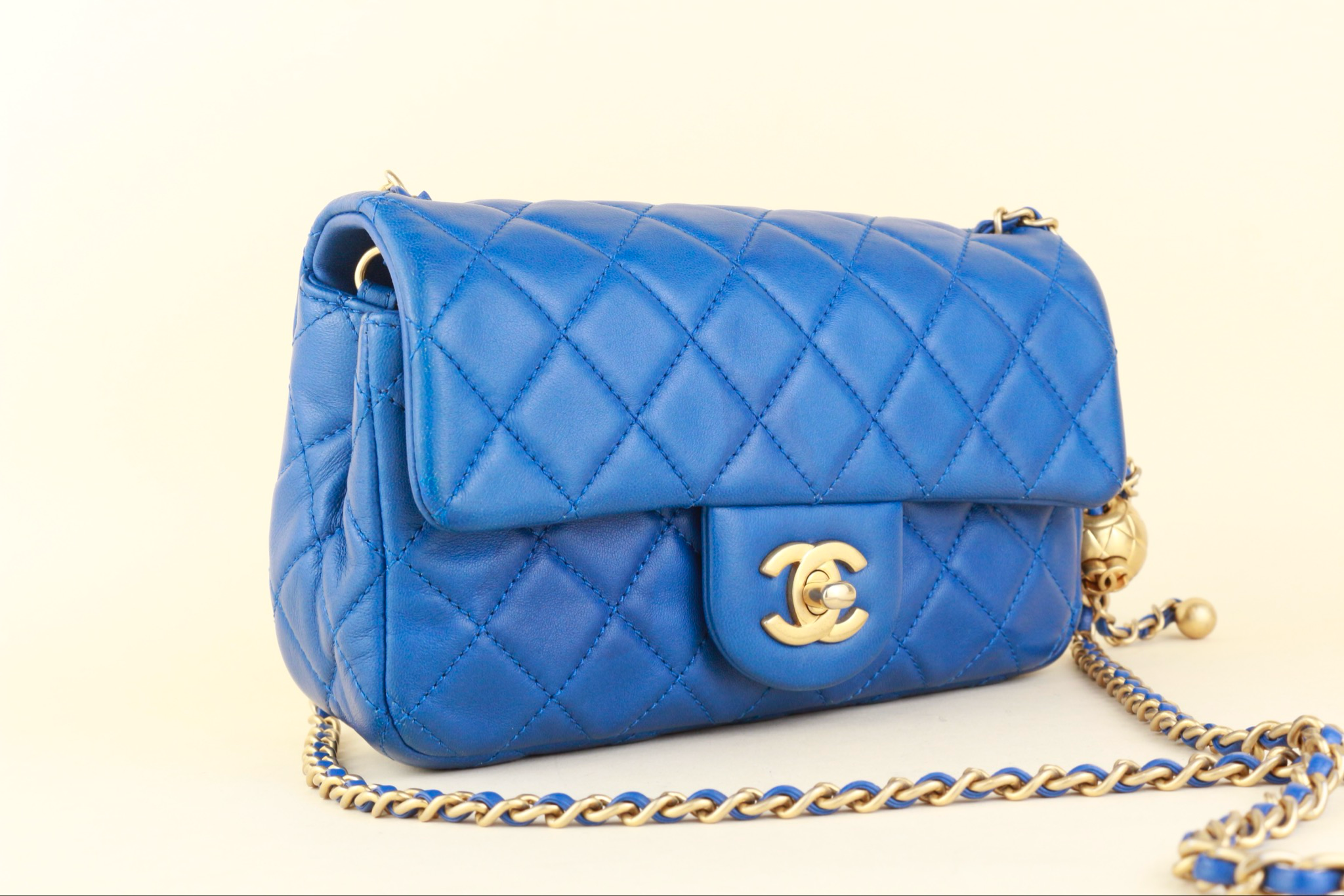 Chanel Mini Rectangular Crush ball chain with gold hardware