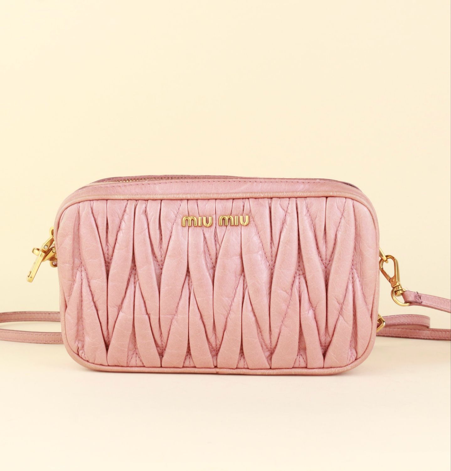 ​Miu Miu Pink Crossbody Bag with Gold Hardware