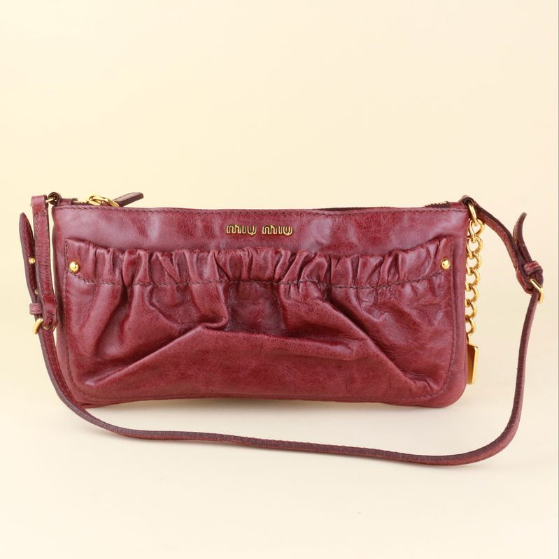 ​Miu Miu Burgundy Shoulder Bag with Gold Hardware