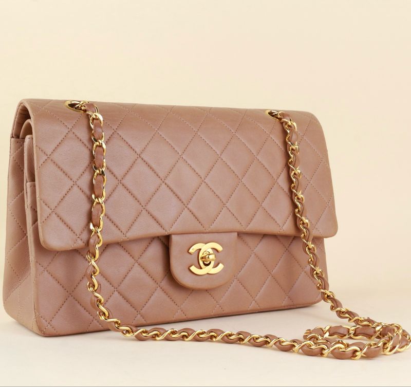 Chanel vintage medium flap bag caramel