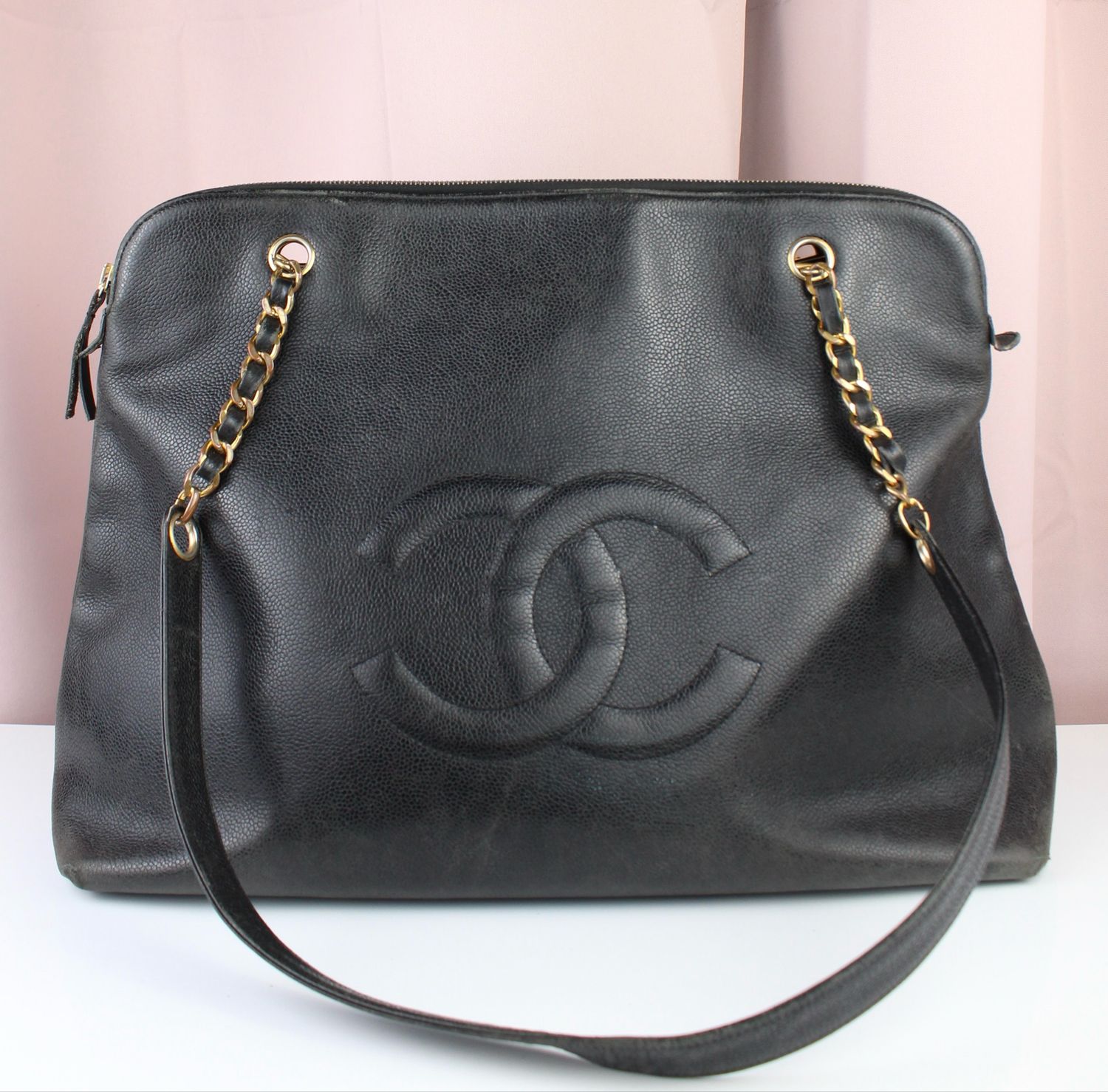 Chanel vintage shopping tote caviar leather