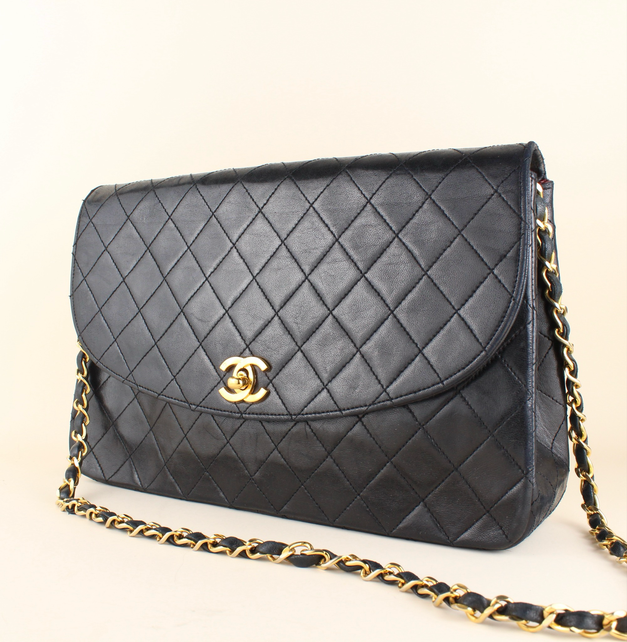 Chanel half moon clutch on chain