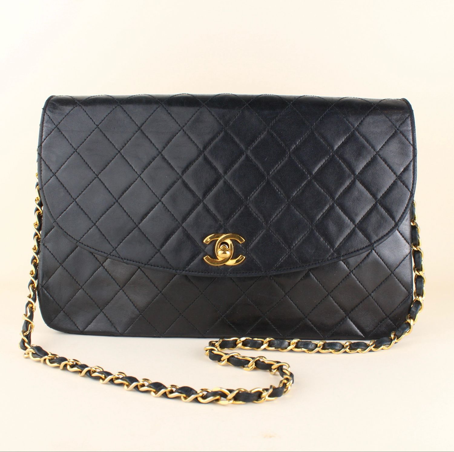 Chanel half moon clutch on chain